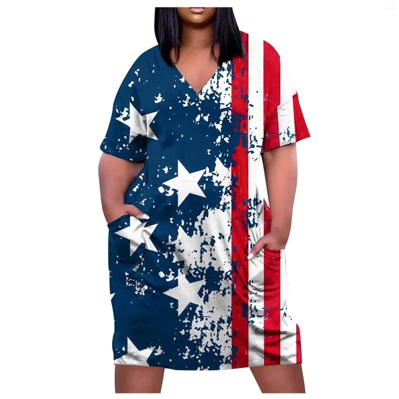 Casual Dresses American Flag Women Fashion Dress Sexy Elegant African Midi Usa Party Evening Sundress Vintage