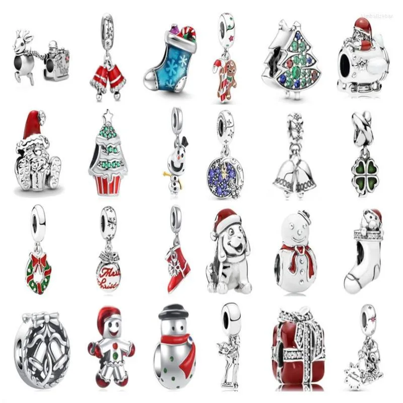 Luźne kamienie szlachetne 925 Srebrny świąteczny urok Bead Święty Święty Święto Snowman Bell Wiselant Women Jewelry Fit Oryginalny Naszyjnik Bransoletki Amulet