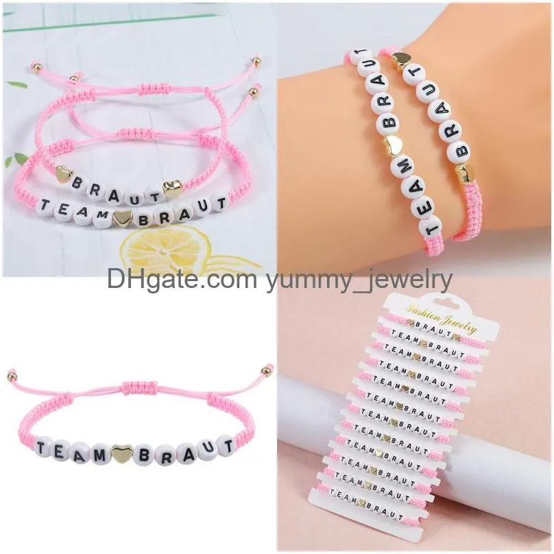 Braccialetti con ciondoli Acrilico Lettera 12Pc / Set Braccialetto intrecciato regolabile a mano Set Alfabeto Ragazza Ragazzo Coppia Drop Delivery Otoas