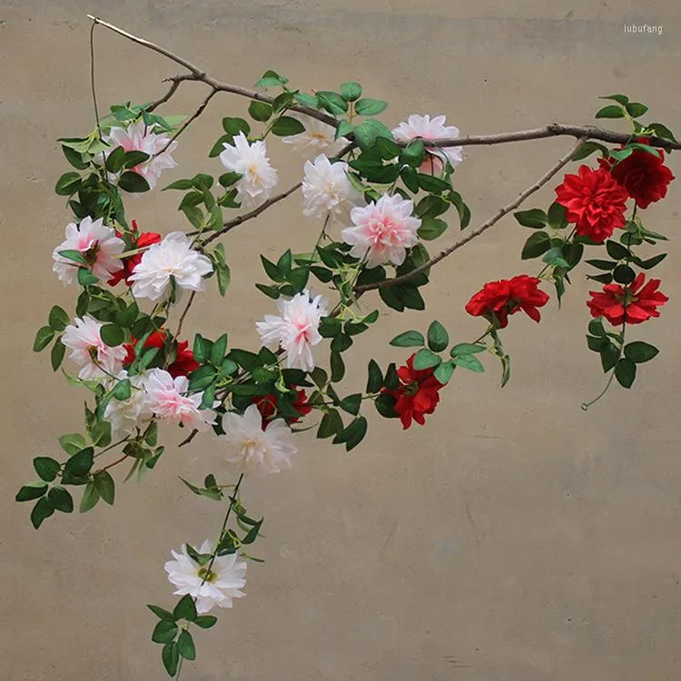 Dekoratif çiçekler sahte çiçek rattan çelenk simülasyonu gül asma çiftliği dekor kapısı boru sarma duvar asılı