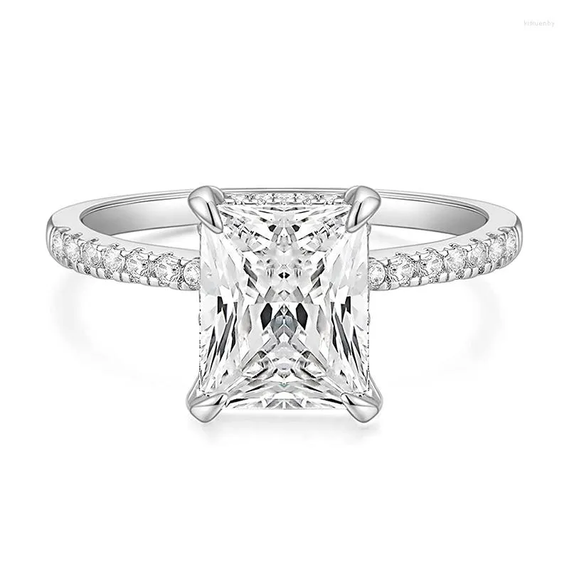 Pierścienie klastra Kolmnsta 4CT zaręczynowy Pierścień Miedziany dla kobiet Radiant Cut Cubic Zirconia Wedding Połączka CZ Obietnica rocznicowa rozmiar 4-11