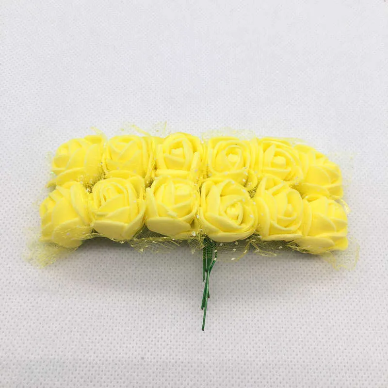 Getrocknete Blumen Hot Mehrfarbig 72 Stück 2 cm Mini-Schaum-Rosen-künstliche Blumen-Familien-Hochzeits-Auto-Dekoration-Fälschungs-Nadel-Blumenstrauß
