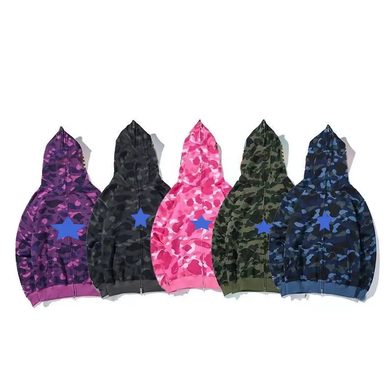 Mens capuz designer Full Full Up Comolie de tubarão para mulher Black Camouflage Jaqueta Blue Hoody Capuz Capuz Sweater Womens Sweater de manga longa Cardiganat