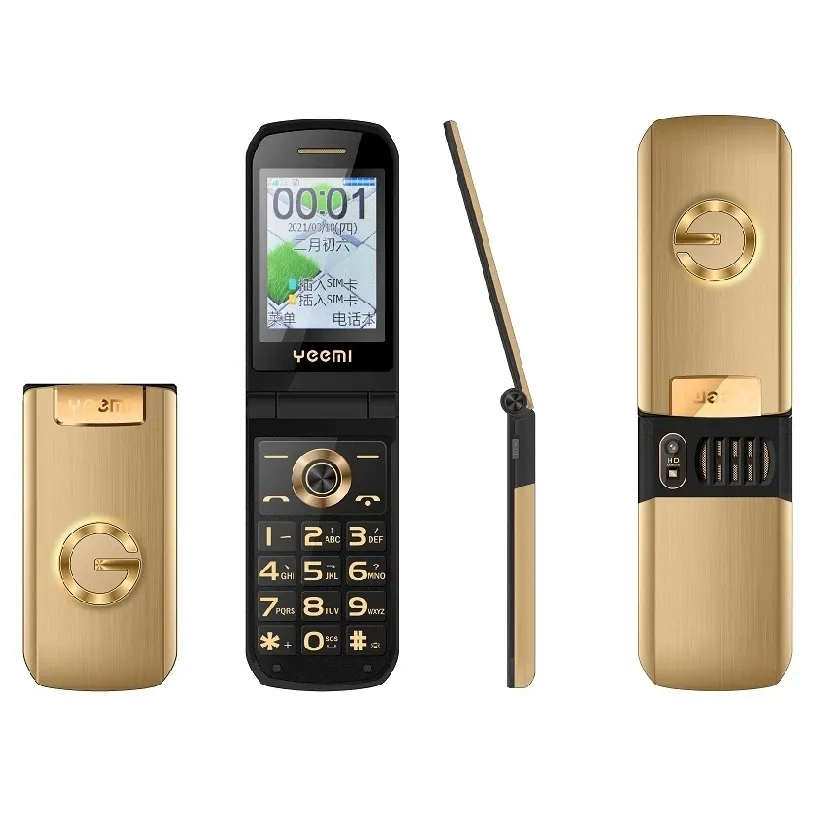 Unlocked Flip GSM Mobiltelefoner Metal Body Senior Luxury Dual Sim Cards Camera Mp3 Mp4 Torch Big Button Elder Mobile