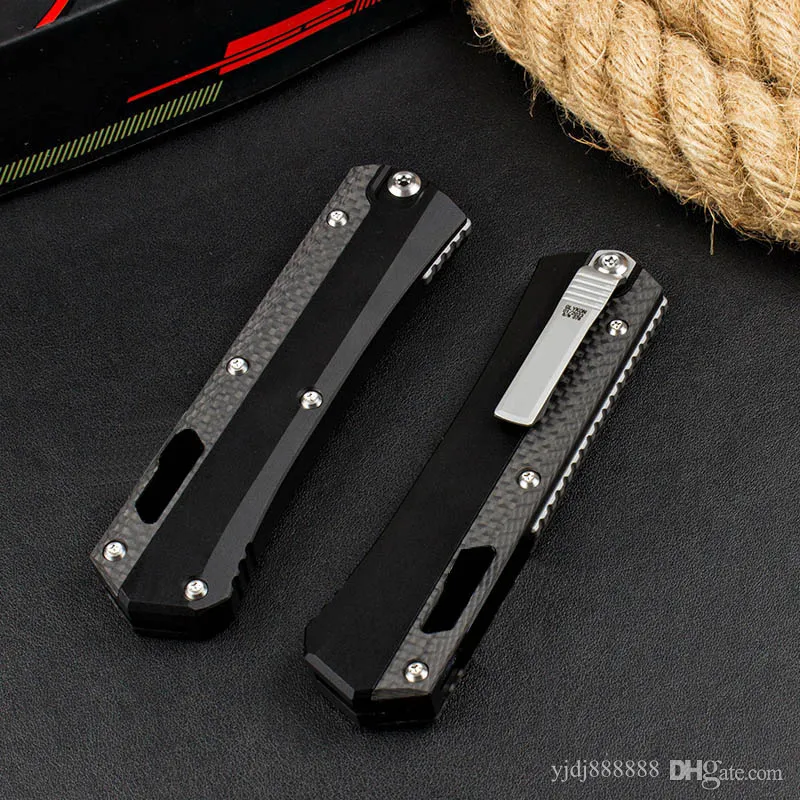 Recommend UT184-10S Glykon Automatic Folding Knife M390 Blade Carbon Fiber+Aviation Aluminum Handle Combat Tactical Outdoor Survival Auto Pocket Knives