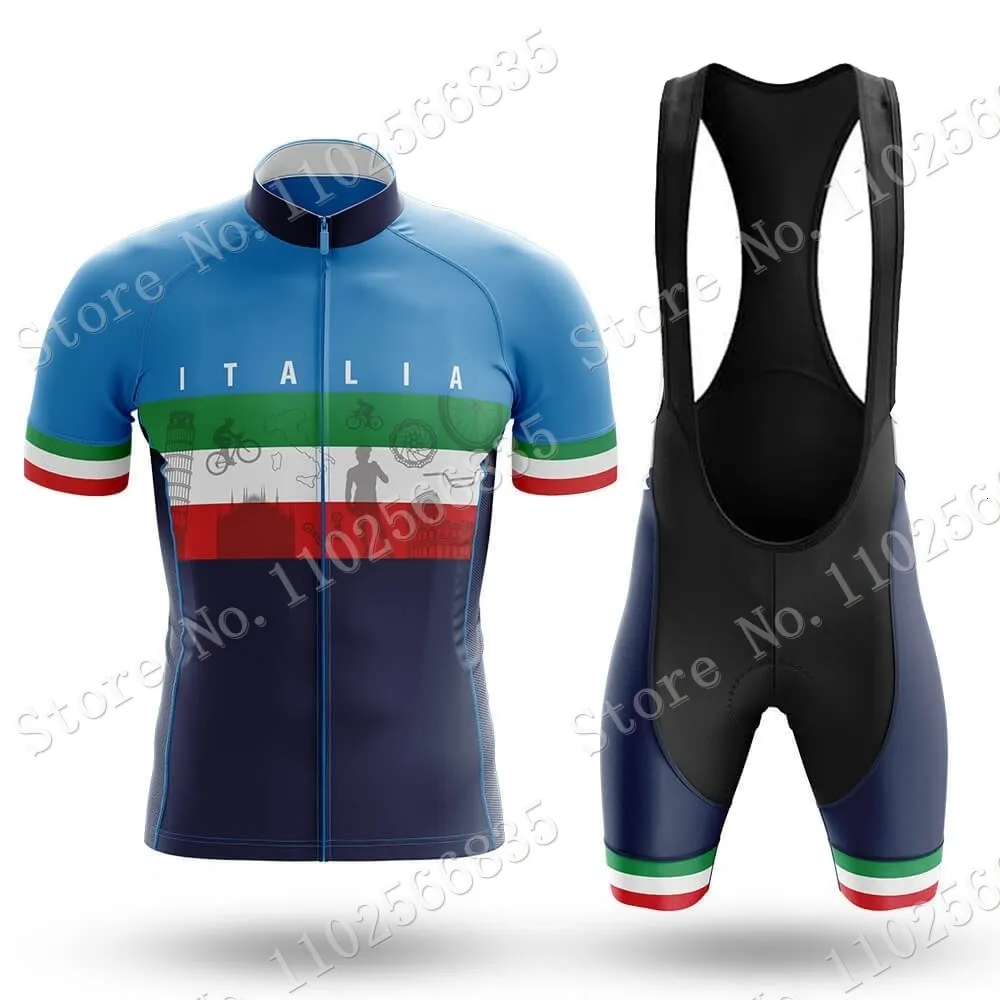 Conjuntos de camisas de ciclismo Itália Itália Nacional Conjunto de camisas de ciclismo masculino verão Roupas de ciclismo Camisas de bicicleta de estrada Terno Bib shorts MTB Maillot 230619