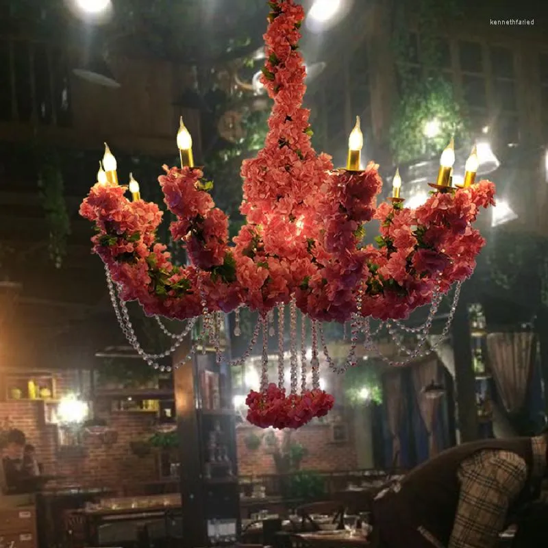 Pendant Lamps 2023 Romantic Bouquet Light Industrial Style Theme Music Restaurant Pot Shop FIower Decoration Big Chandelier