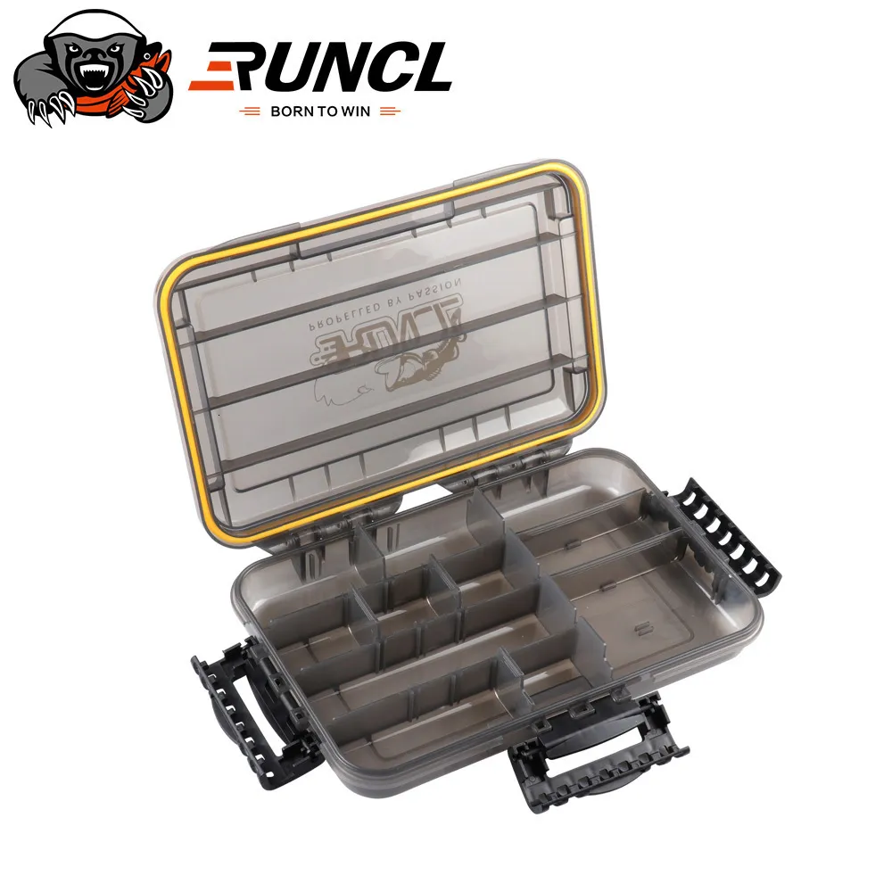 thumbnail image 2 of TOPIND Double Sided Fishing Lures Box Transparent Plastic Bait Hooks Boxes Terminal Tackle Bits Clear Storage Box Organizer Case 14 Compartments With 2 of 14