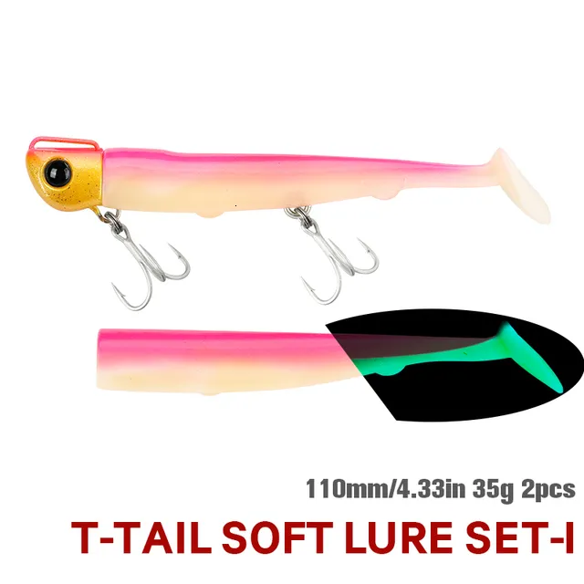 Rainbow Trout Lures TSURINOYA 4 Bags Jig Head Long Casting T Tail Soft Lure  Set 110mm 35g Lure Body Seabass Flounder Saltwater Sinking Fishing Lure  230619 From Wai06, $19