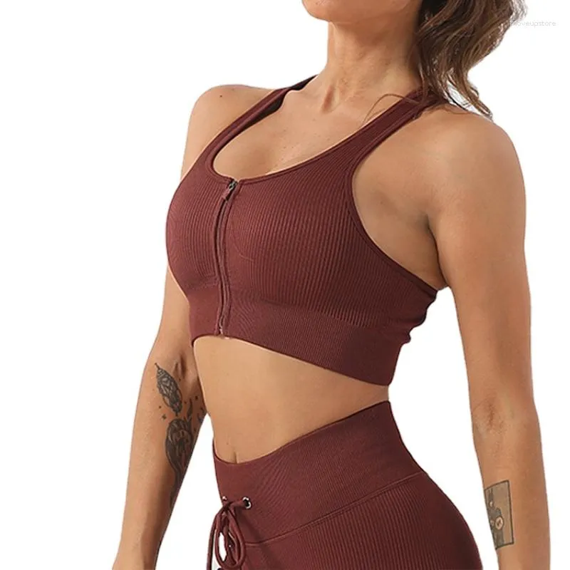 Yoga Outfit Push Up Gym Fitness Crop Tops Frauen Gerippte Weiche Nylon Nahtlose Workout Sport Bhs YS297