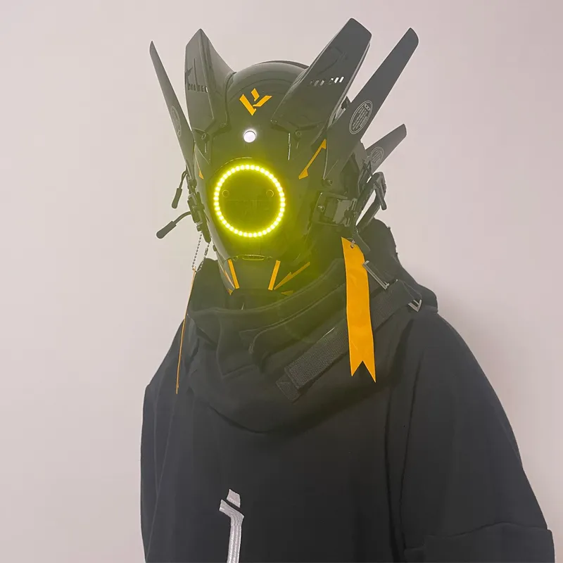 Party Masks Handgjorda DIY LED CYBERPUNK MASK PERSONALISERA FACE COSPLAY MASK SCI-FI Hjälm Party Toys for Men and Women 230619