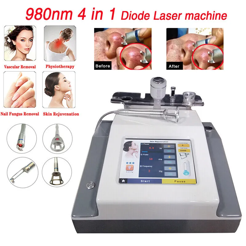 Laser à diode 980nm 4 en 1 élimination de la veine d'araignée traitement de la douleur élimination des champignons des ongles machine de physiothérapie