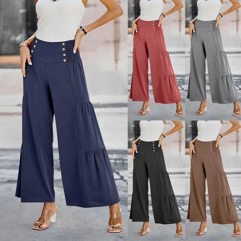 Pantalons pour femmes Casual Long Palazzo Élastique Taille Haute Jambe Large Pantalon Lâche