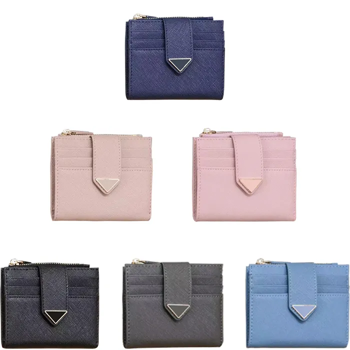 Womens Triangle Designer Wallet prad gros cuir de vachette Porte-clés porte-clés pochettes sac à main avec boîte classique porte-monnaie fentes pour cartes de crédit hommes porte-cartes dame