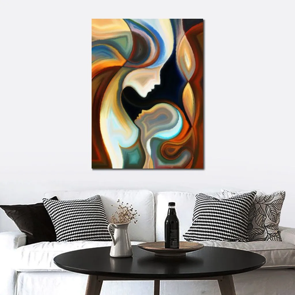 Contemporary Abstract Oil Painting on Canvas Body with Mom Artwork Vibrant Art for Home Decor