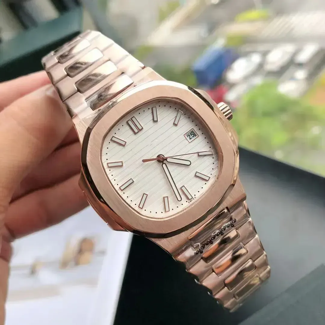 2023 Brand New Men Pateks Nautilus 5711 Series wristwatches Men s Automatic Mechanical watches women Luxury Watch Brown Dial Rose Gold Stainless Steel