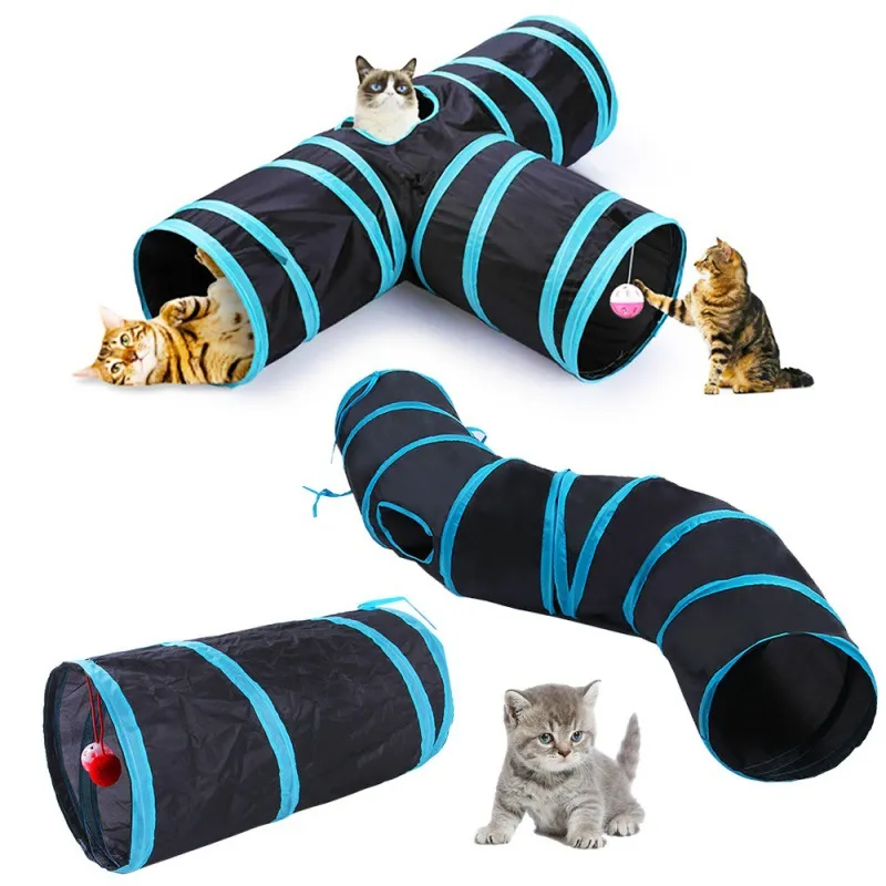 Pet Cat Passage Sunnel Sunnel Tunnel Pet Pess Pursing Runway Cat من خلال Rolling Wround Chinchilla Passic Cats Toys Interactive