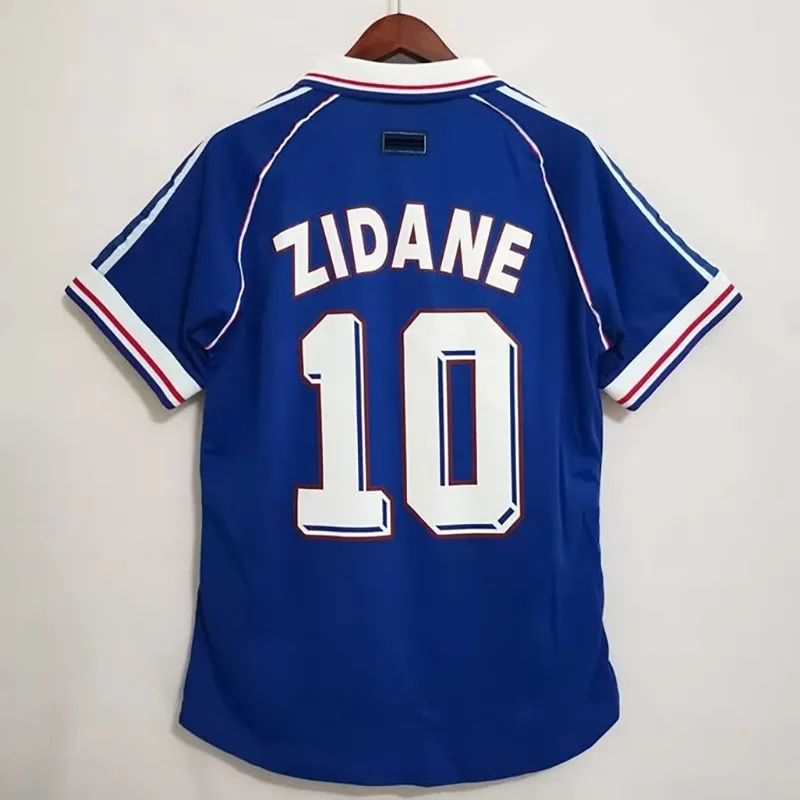 قمصان كرة القدم Retro 1998 10 # ZIDANE 12 # HENRY Ribery MAILLOT DE FOOT 98 زي كرة القدم 1996 2000 2002 2004 2006 مجموعة قمصان هومز