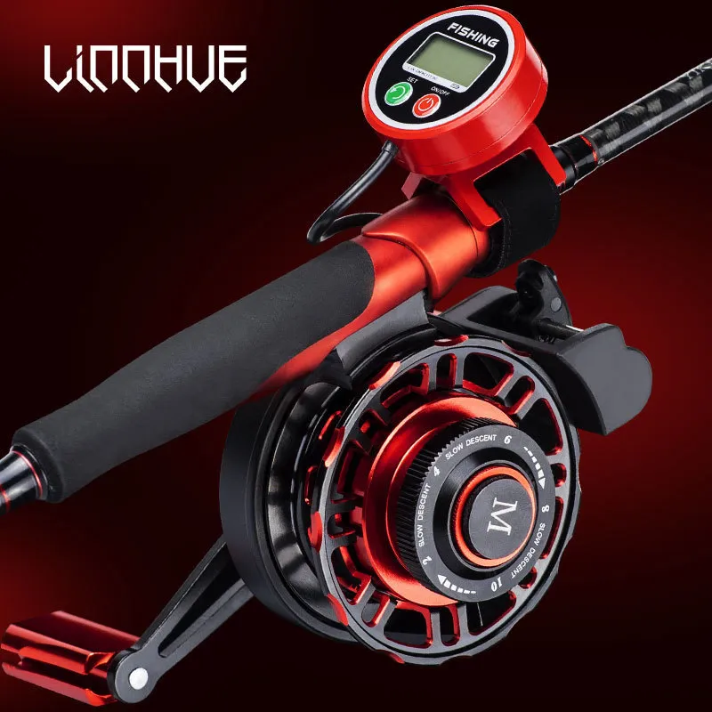 Baitcasting Bucels Linnhue Digital Display Fishing Reel Conline Metal Spool Raft 3.6 1 Электронный снаряд 230619