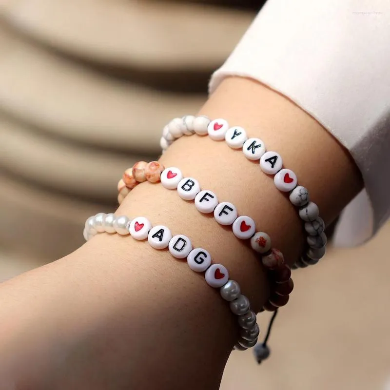 Braccialetti con ciondoli 2023 braccialetto con nome alla moda donna semplice classico corda regolabile tessuto fatto a mano perline da 6 mm per regalo di gioielli