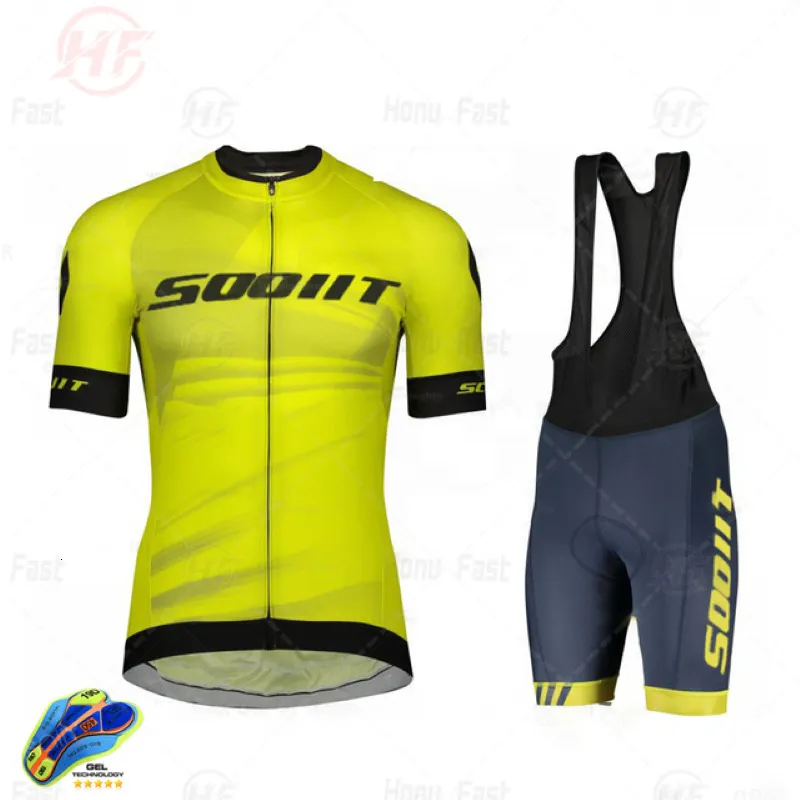 Conjuntos de Camisas de Ciclismo Scottful Pro Team Set Homem Verão MTB Roupas Manga Curta Ropa Ciclismo Outdoor Riding Bike Uniforme 230620