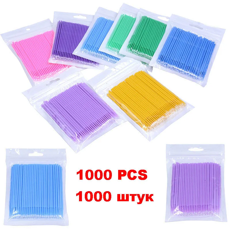 Tamponi di cotone 1000 PCS Tampone per trucco usa e getta Mini Applicatori di ciglia individuali Pennelli per mascara Trucco per ciglia Micro pennello 230619