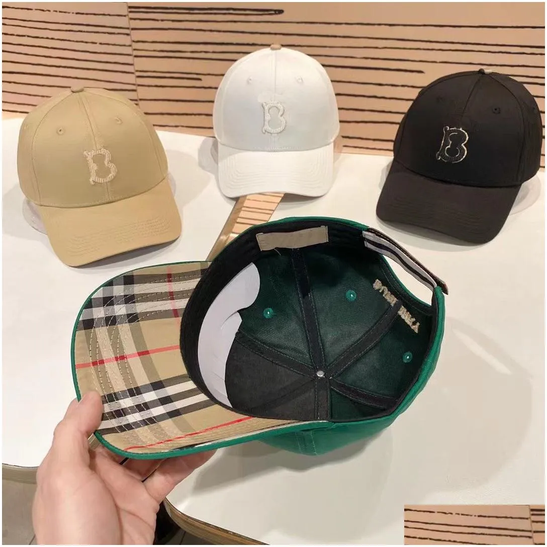 23ss 4color luxury brand fashion baseball cap summer men women letters print baseballs caps grid stripe pu leather casual hat