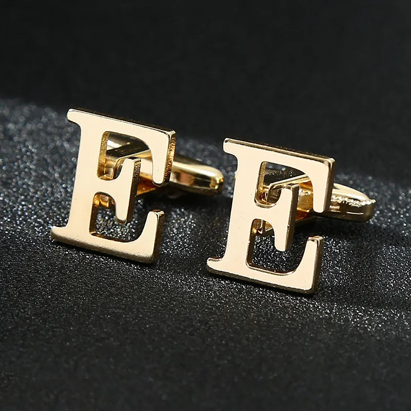Foreign Trade Exclusive Gold 26 English Letters Glossy Men's Cufflink Factory Wholesale Creative French Shirt Cufflinks Top