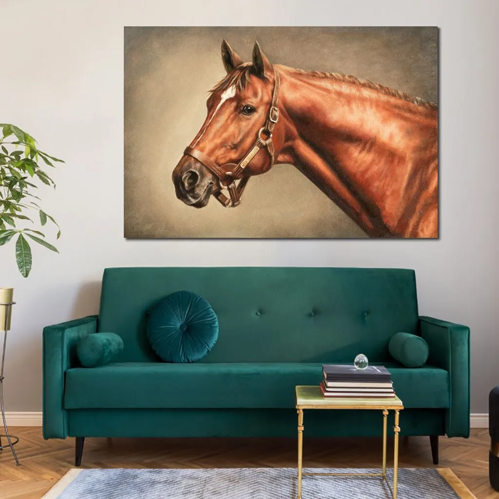 Horse Abstract Canvas Art Secretariat at Claiborne Painting Handmade Modern Decor for Entryway