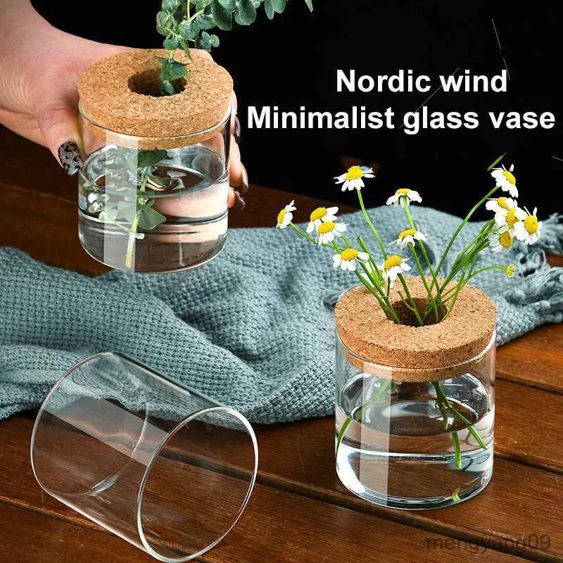 Planters Pots Creative Mini Hydroponic Plants Flower Pot Home Vase Decor Transparent Glass Abletop Green Plants Pots Home Living Room Decor R230620