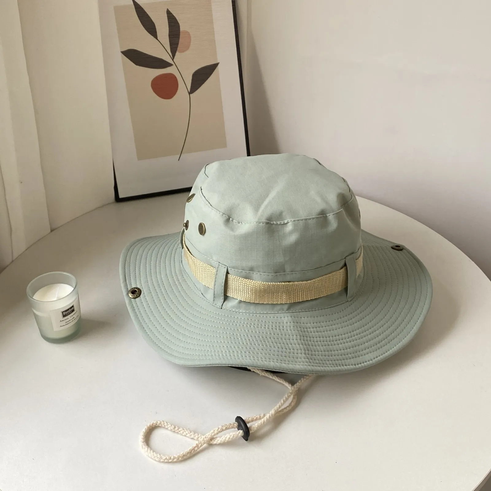 Japanese Style Wide Brim Sustainable Bucket Hat For Outdoor