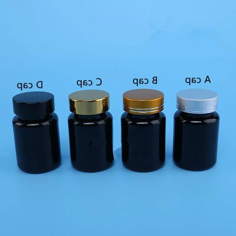 80ml white Black Plastic Empty Bottle Powder Pill Candy Bath Salt With Sealing Paste Empty Cosmetic Container F1666 Dpppe