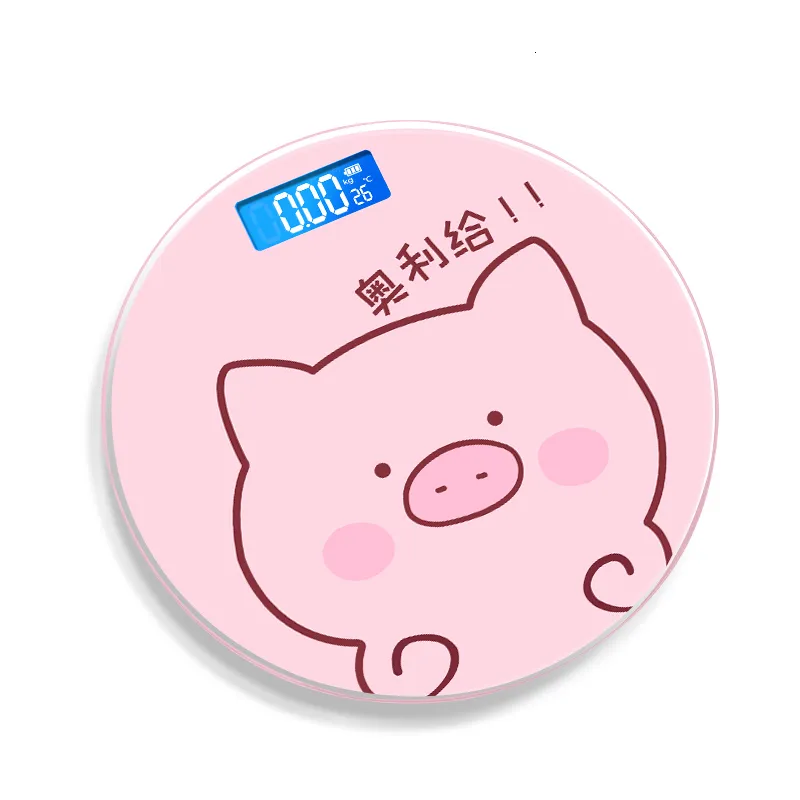 1pc 0.2-180KG Bathroom Scales Cartoon Pig Bathroom Body Scales LCD Display Body  Weighing Digital Scales Toughened Glass Floor Electronic Smart Weight Scales