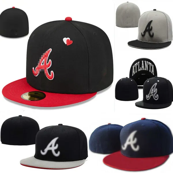 Capes de baseball d'été Men d'os marque Sports de haute qualité Braves décontractés une lettre hiphop extérieur complet chapeaux ajustés fermés