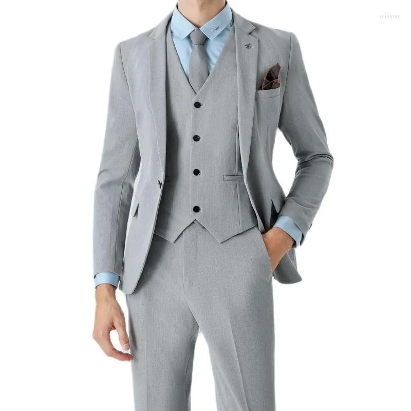 Abiti da uomo Completo da uomo Completo da 3 pezzi Vestibilità slim Business Casual Banchetto da matrimonio Giacca professionale con pantaloni