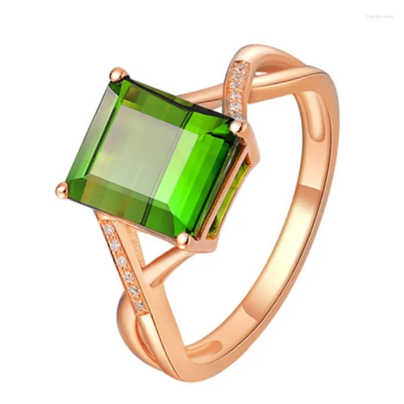 Cluster Ringen Klassieke Voor Vrouwen 925 Zilveren Sieraden Met Gemaakt Smaragd Zirkoon Edelstenen Rose Goud Kleur Vinger Ring Bruiloft Geschenken