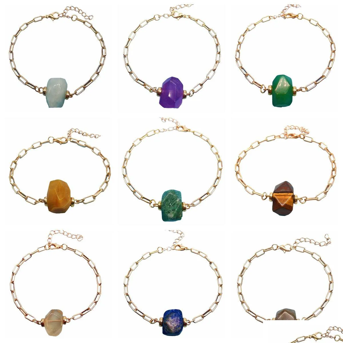 Ketting Vrouwen Agaat Kralen Armband Diffuse Energie Healing Chakra Yoga Manchet Getrommeld Edelsteen Armband Ruwe Originele Dh42I