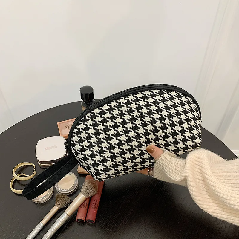 Cosmetic Bags Houndstooth Bag Female Classic Zipper Small Storage Casual Portable Mini Makeup Canvas 230620