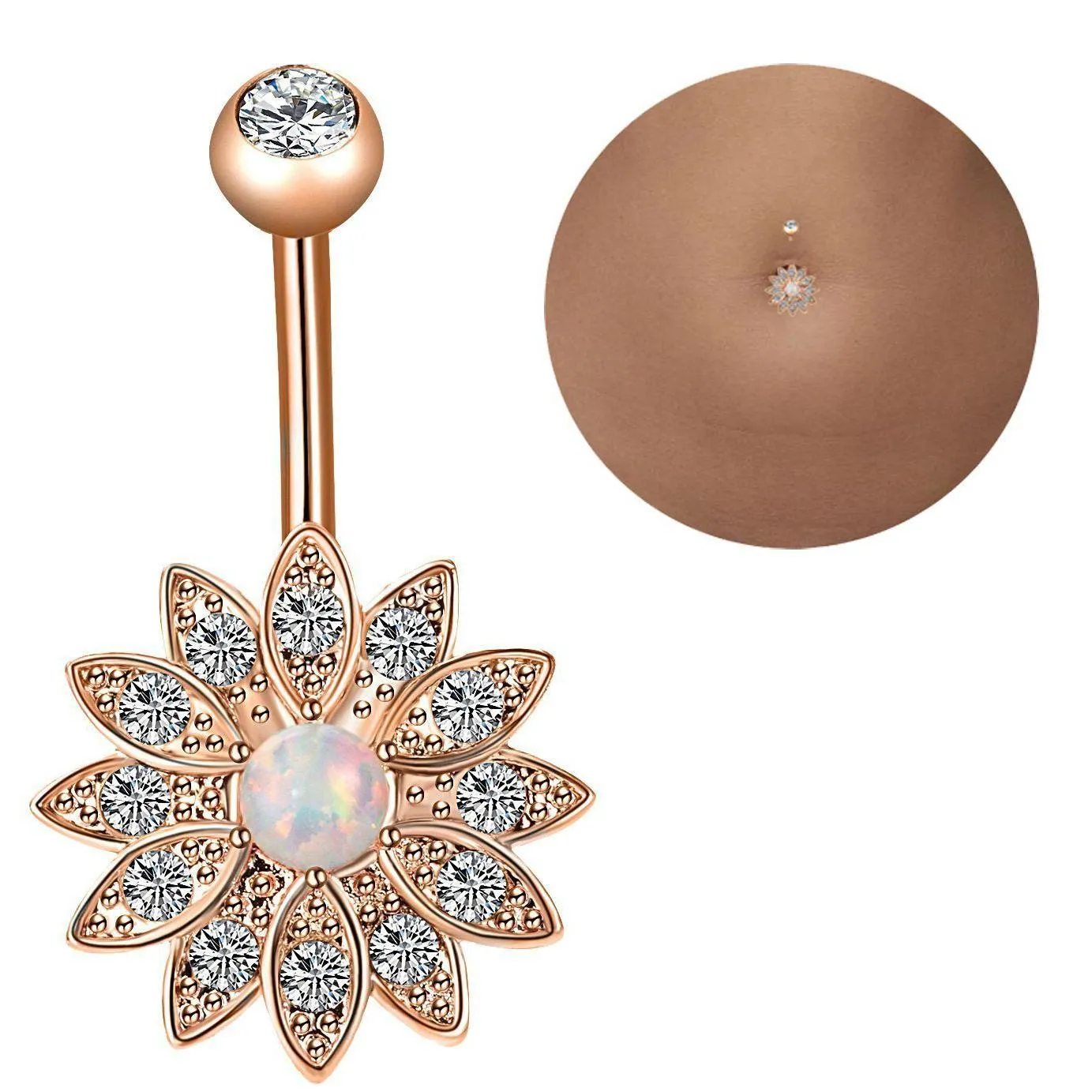 Navel Bell Button Rings 3 / Set Van Opal Nail Zachte Keramische Ball Ring Combinatie Drop Delivery 202 Dhqae