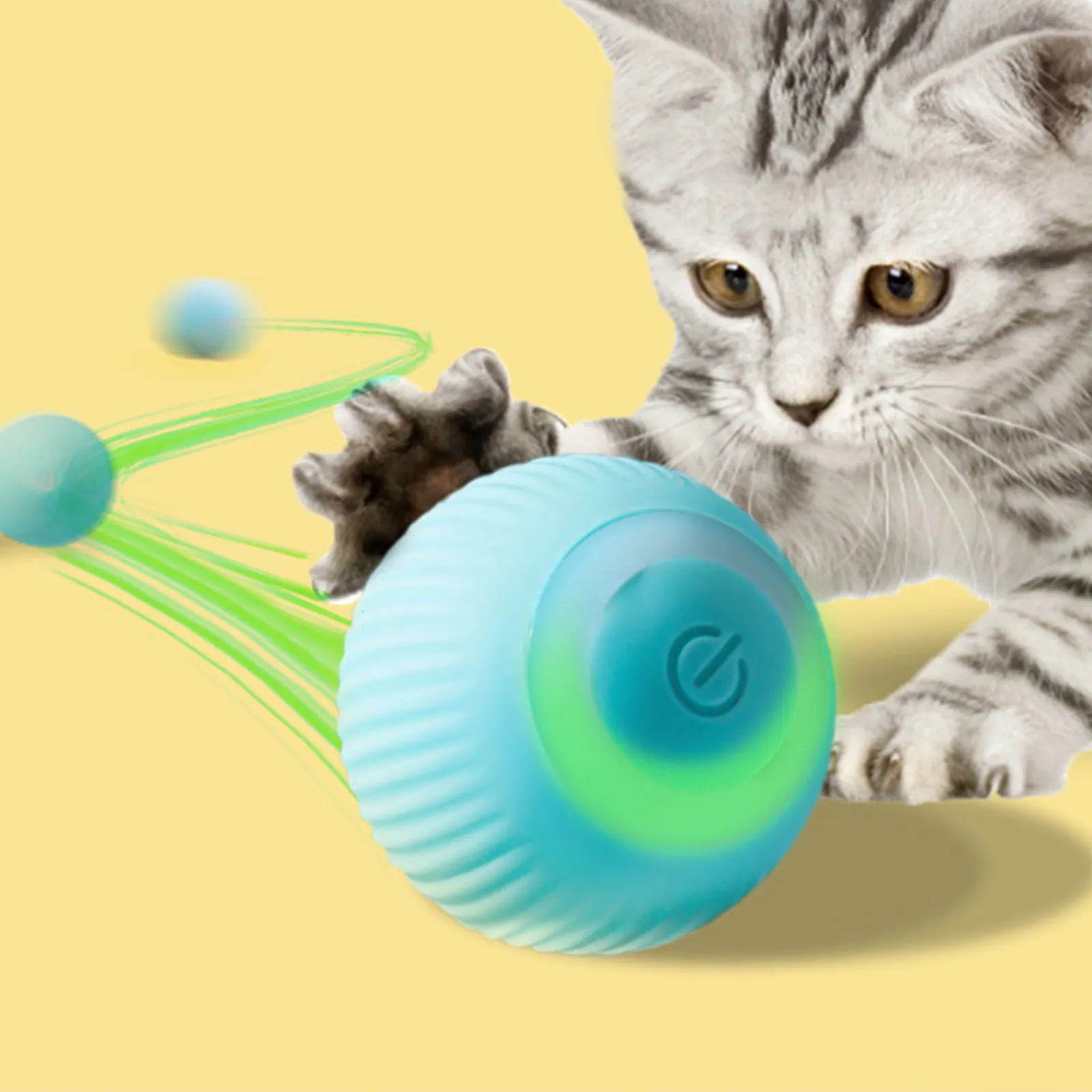 Palline elettriche intelligenti per gatti con luci a LED Divertenti palline rotanti automatiche Giocattoli interattivi Kitten Ball Forniture per animali ricaricabili tramite USB