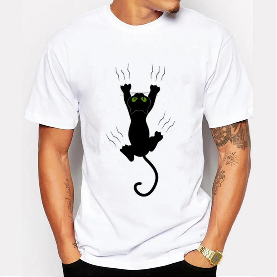 Summer Mens T Shirt Men Fashion Designer Black Cats Short Sleeve High Quality Tee Casual Loose T-shirts