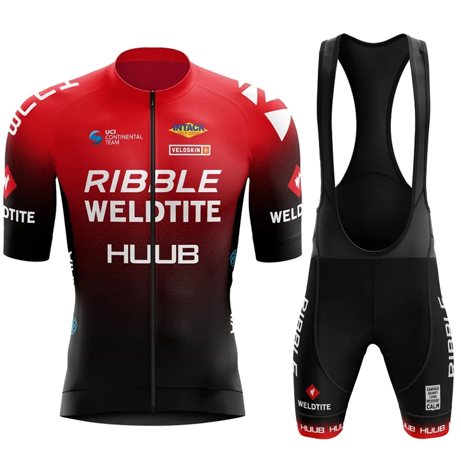 Rowerowe koszulki Sets Red Huub Pro Rower Team krótkie rękawowe Maillot Ciclismo męskie ubranie oddychające 230620