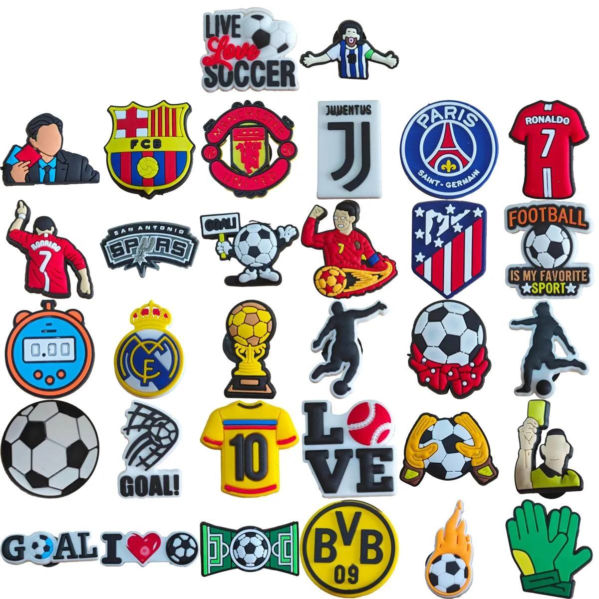 Shoe Parts Accessories New Arrival Wholesale Pvc Custom Clog Football Soccer Sports Team Logo Charms Drop Delivery Otqhs