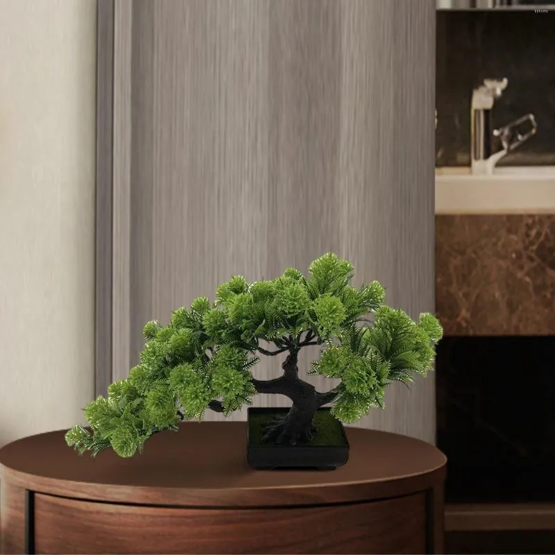 Flores decorativas pequenas plantas artificiais em vasos de simulação de bonsai para decoração de escritório no peitoril da janela