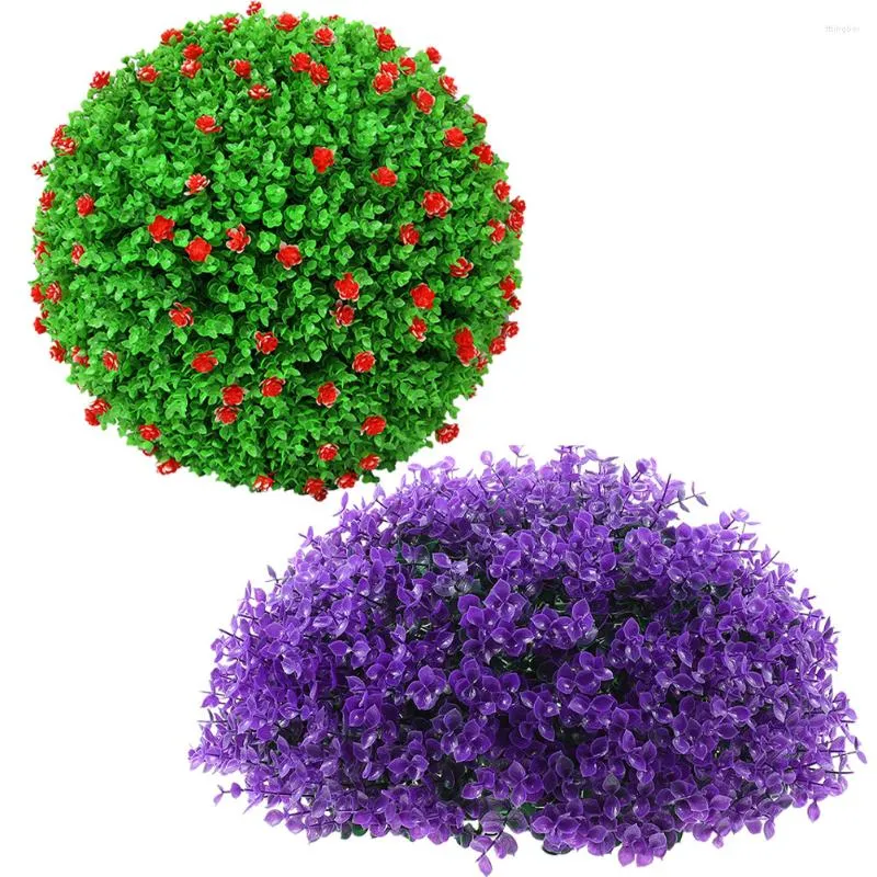 Decoratieve Bloemen 2 Stuks Tuin Gras Ballen Indoor Nep Planten Feestartikelen Groene Blad Hanger Kunstmatige Plastic Topiary