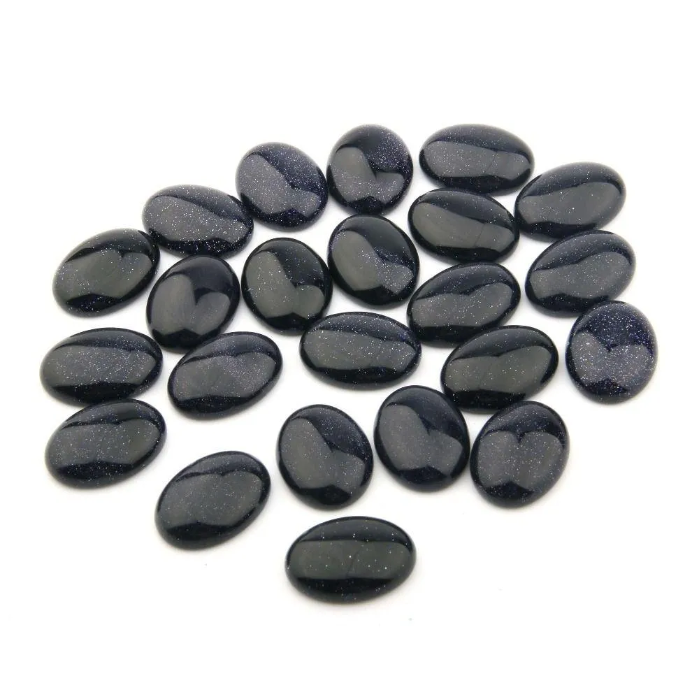 Loose Gemstones Blue Sandstone Oval Flat Back Gemstone Cabochons Healing Chakra Crystal Stone Bead Cab Ers No Hole For Jewelry Cra Dhc9Z