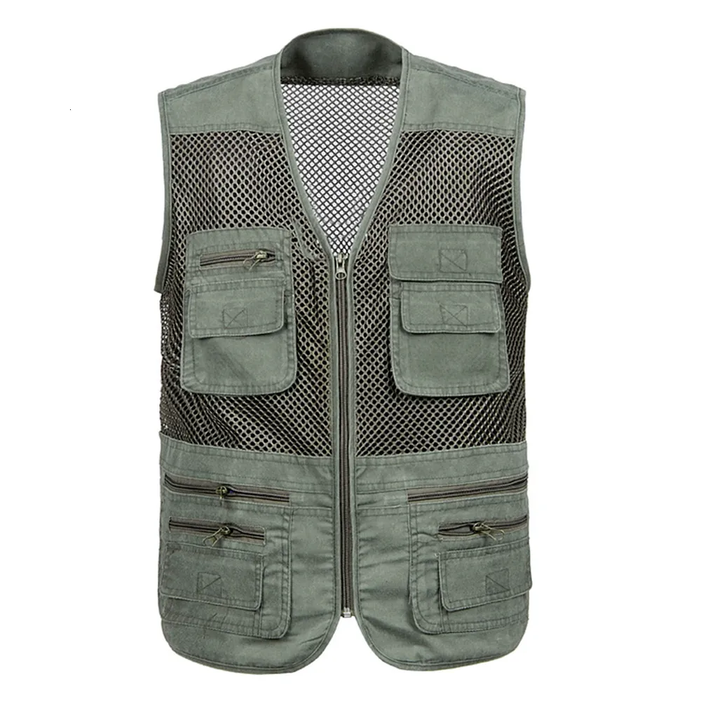 Men's Vests Large Size Mesh Quick Drying Male with Many Pockets Mens Breathable Multi pocket Fishing Vest Work Sleeveless Jacket 230620