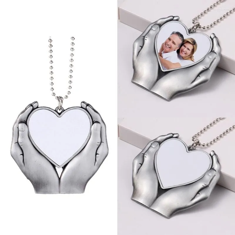 Pendant Necklaces Blank Hand Heart Car Hanger With Chains Fashion Transfer Printing Jewelry Consumables Hanging Ornaments