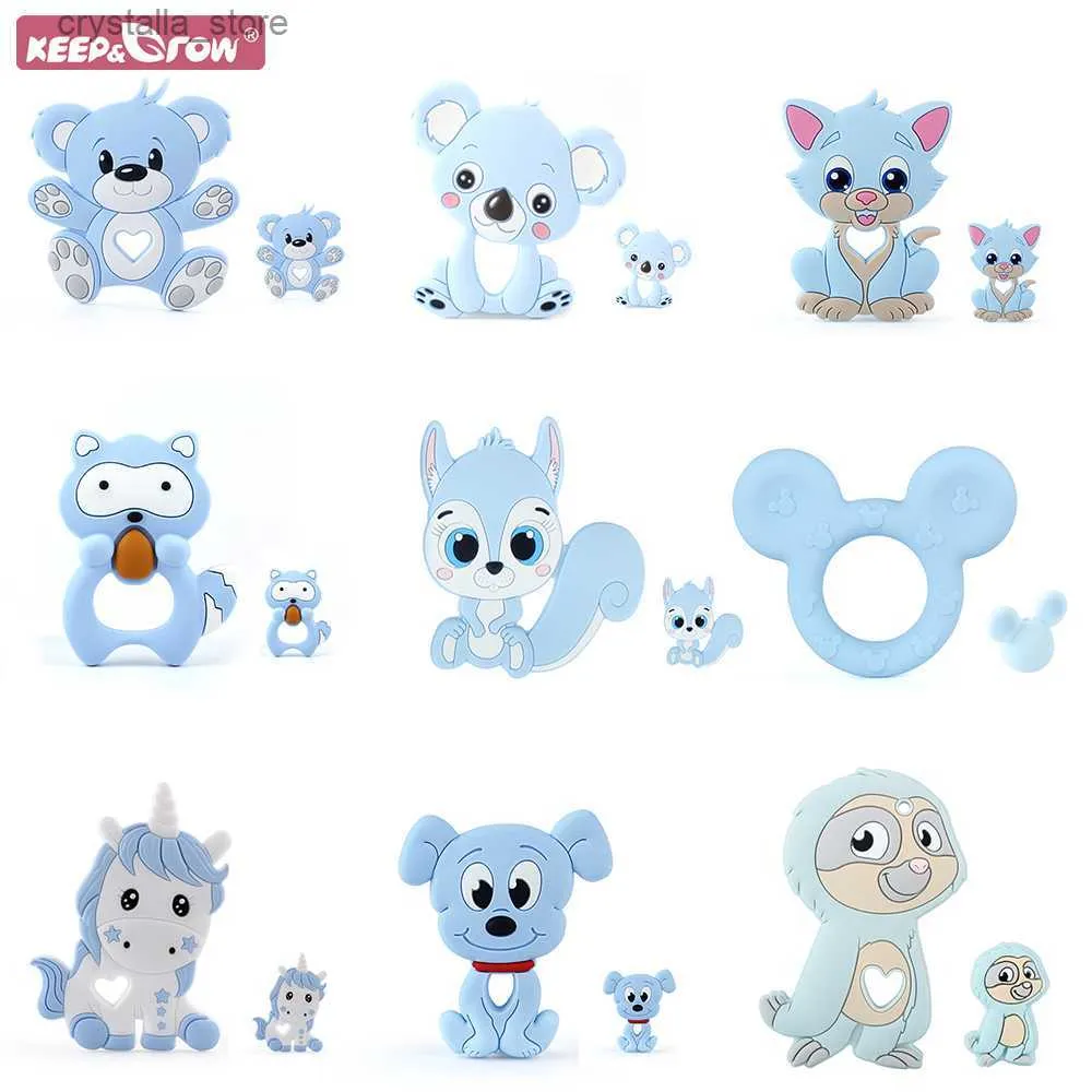 Håll växer 2st/set silikon teether pärlor tecknad koala enhörning baby teether matklass Toys för DIY -halsband accessorie L230518