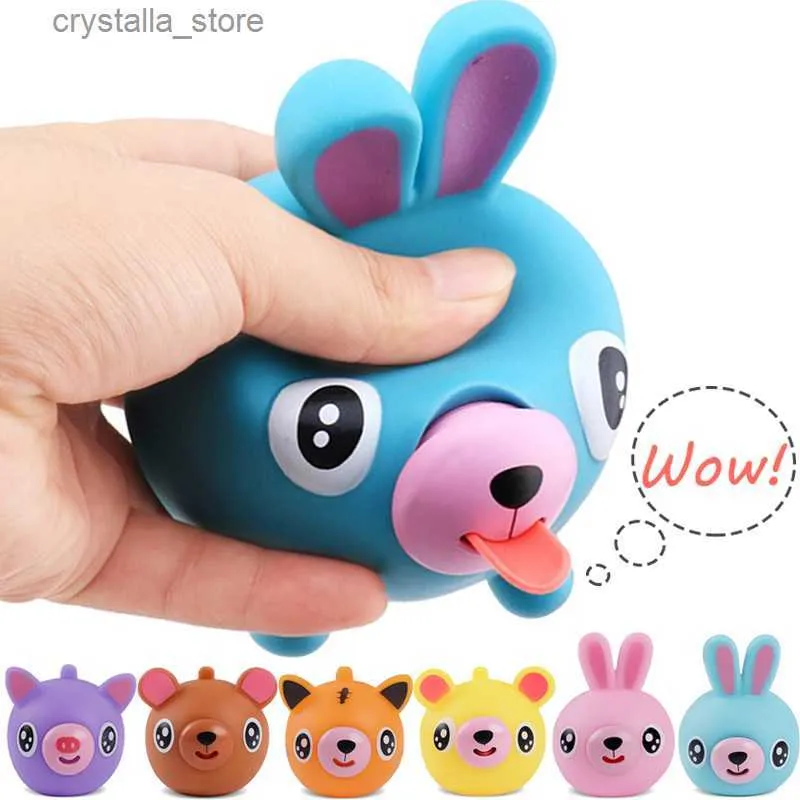 Animal falante engraçado apertar bola pressionar a língua para fora brinquedos de alívio de estresse para crianças adulto brinquedo de bebê 2022 brinquedo de rebote macio aumento lento